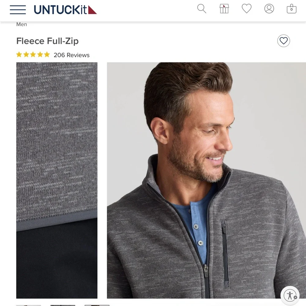 UNTUCKit Fleece Full-Zip Jacket Coat Blue Size Medium